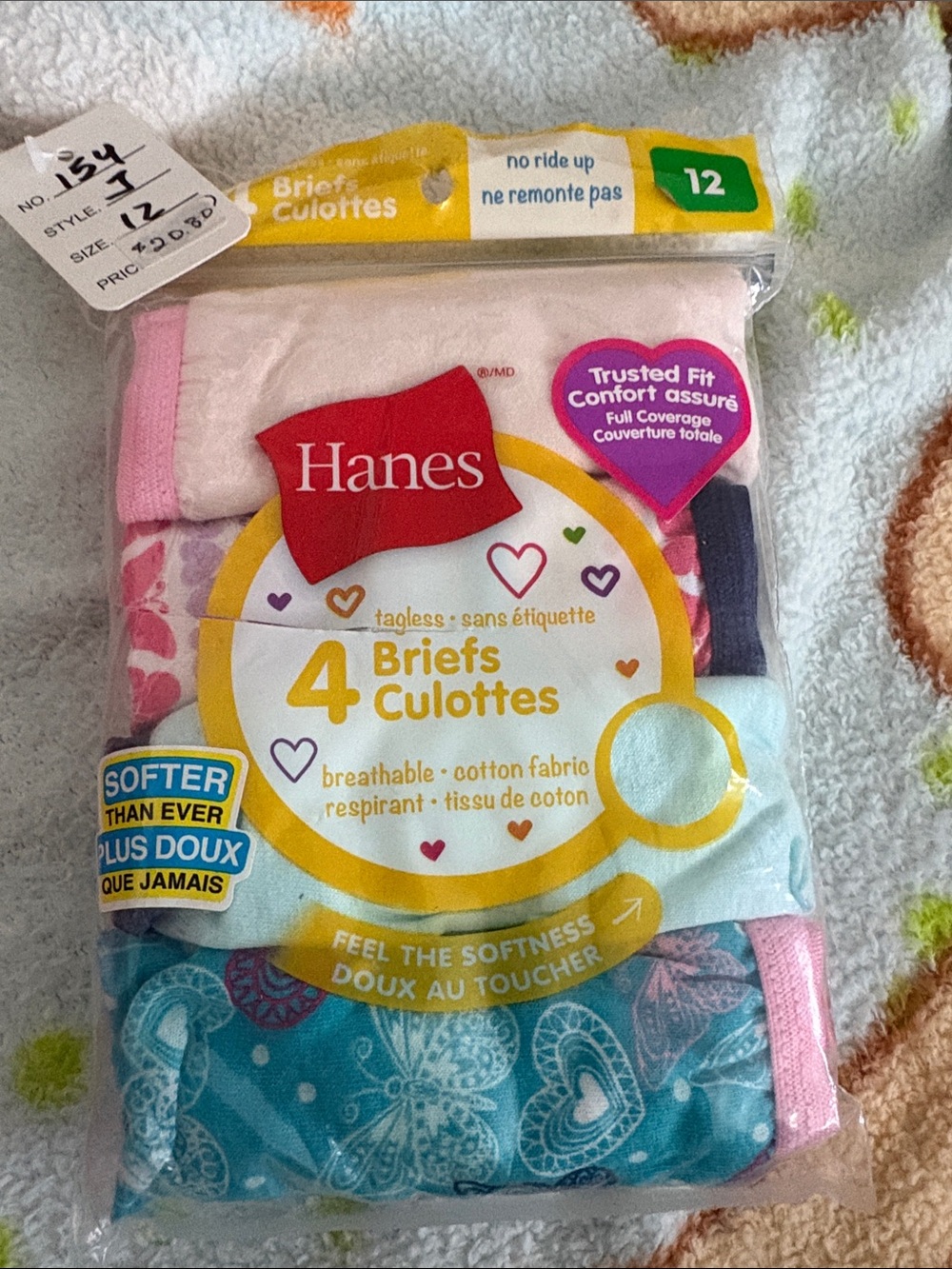 Hanes Girls 4-Pack Briefs in Pink, White, Teal, Navy